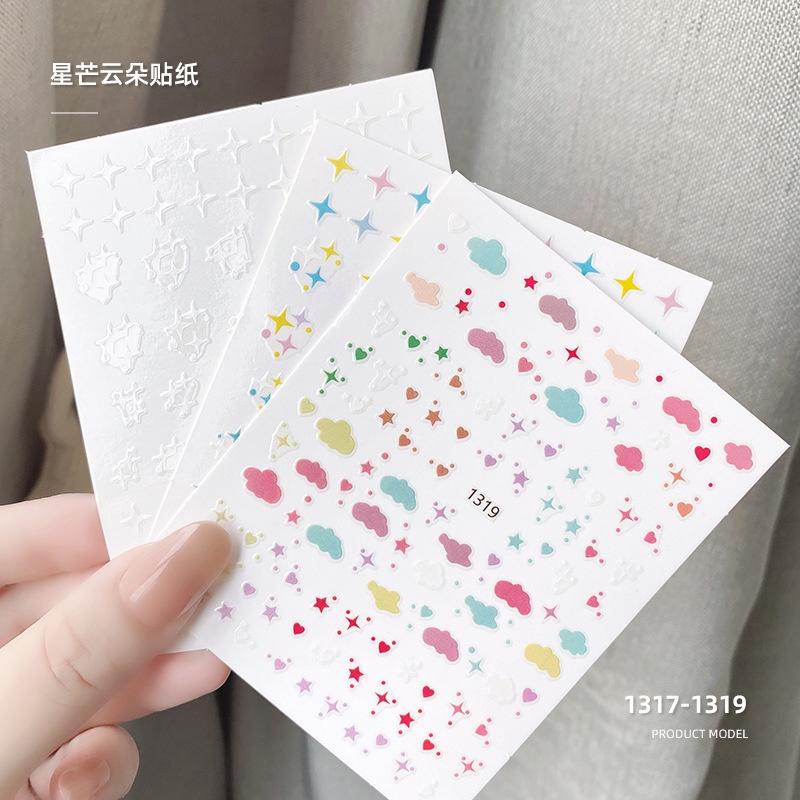 Sticker 3D Pastel Sao Mây | Hình Dán Móng Tay