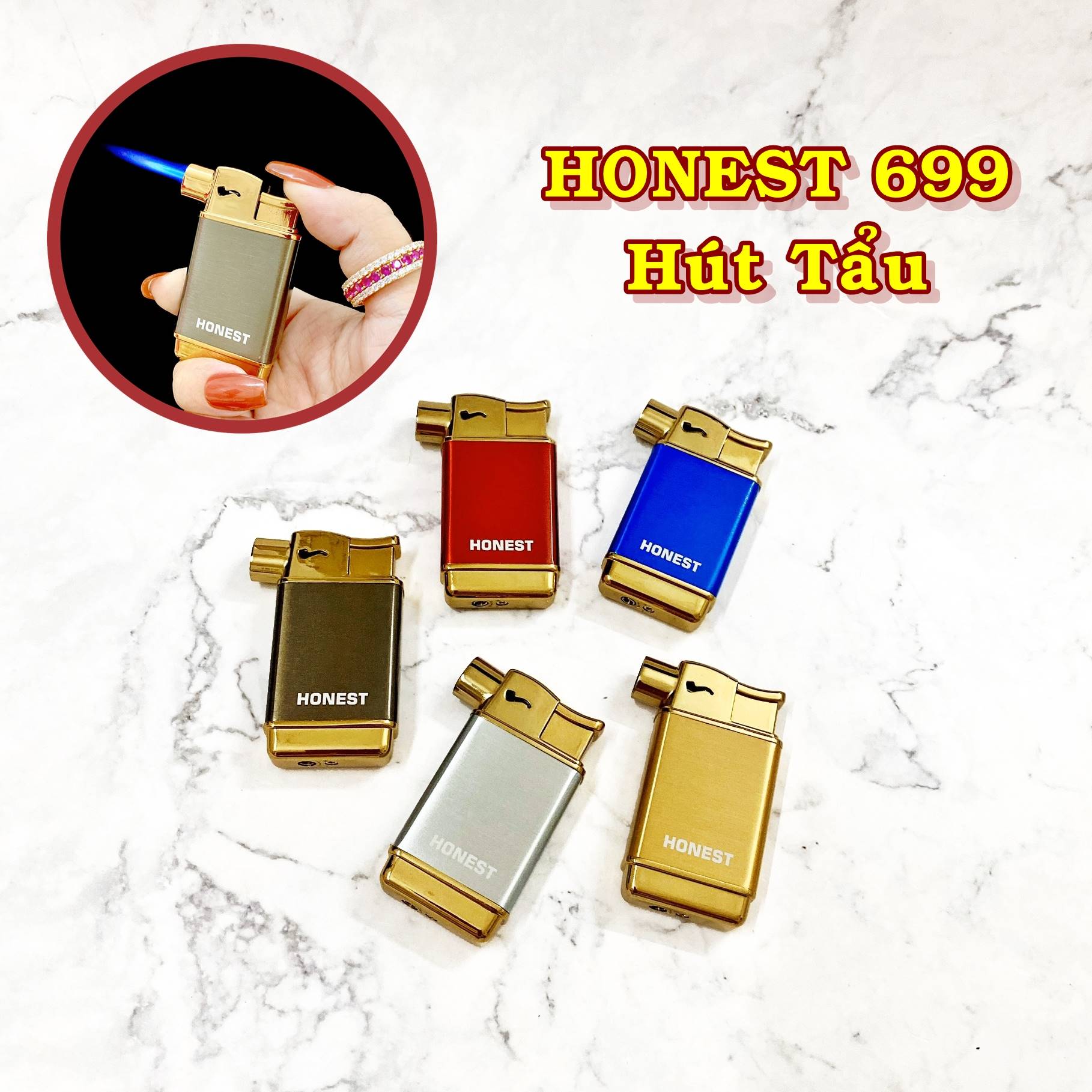 Hột quẹt bật lửa khè HONEST 699 hút tẩu - xài gas