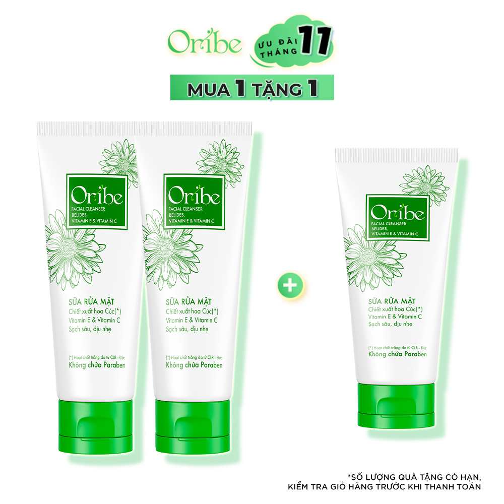 Combo 2 Sữa Rửa Mặt Dịu Nhẹ, Dưỡng Ẩm, Làm Sạch Sâu Oribe - Chiết xuất Hoa Cúc nhập khẩu từ Đức [100g/tuýp]