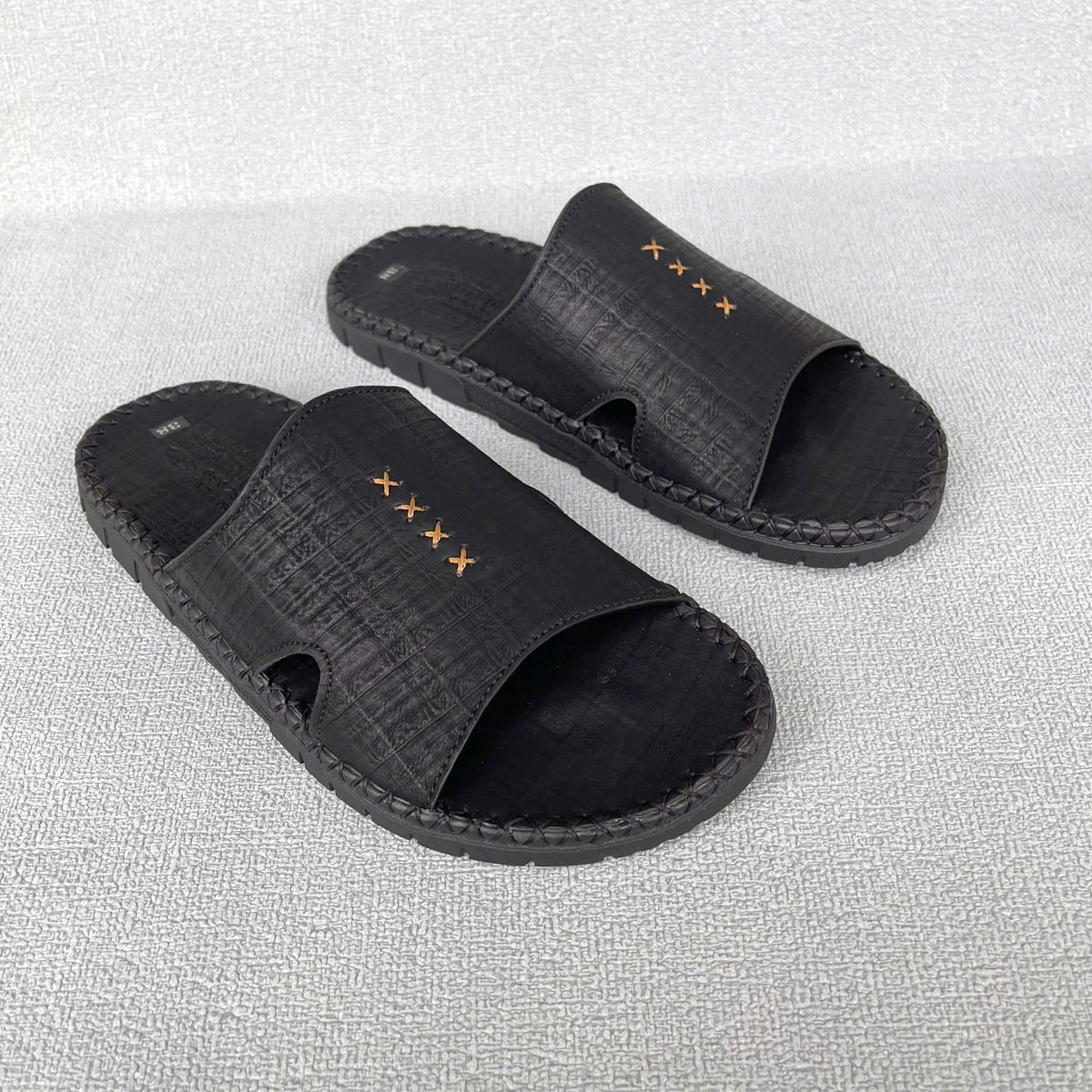 Dép nam quai ngang đế kếp 2cm may viền Trường Hải 2 màu nâu, đen DC140