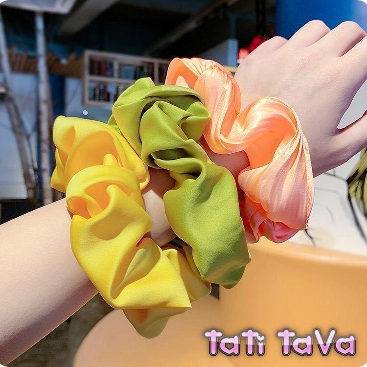 Cột tóc hot scrunchies trơn màu vải đẹp Tatitava