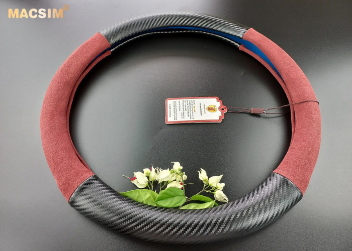 Bọc vô lăng cao cấp Macsim mã 8771 màu coffee +đen+ đỏ vân carbon phù hợp các mẫu xe