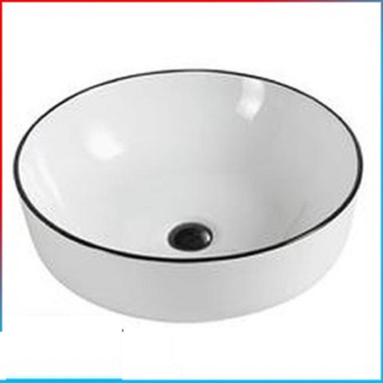 CHẬU LAVABO TRÒN, TRẮNG VIỀN ĐEN GRVL 132D