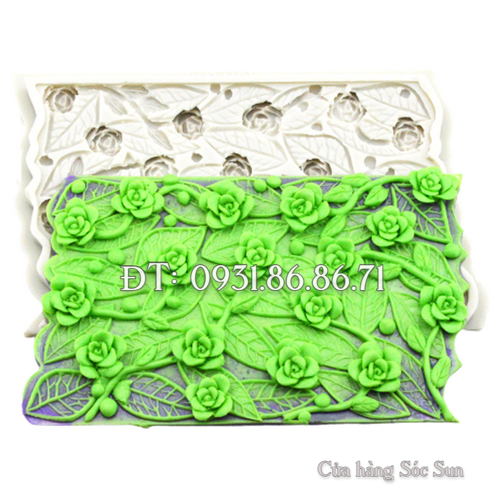 Khuôn silicon viền hoa hồng cành – Mã số 1911