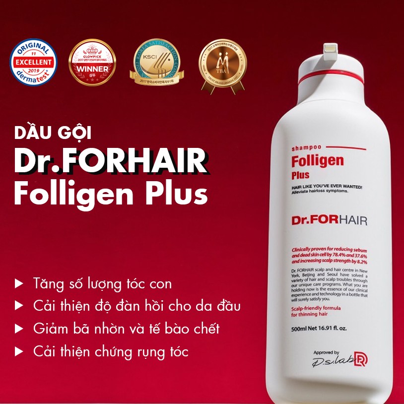 Dầu gội ngừa rụng tóc Dr.FORHAIR Folligen Plus Shampoo