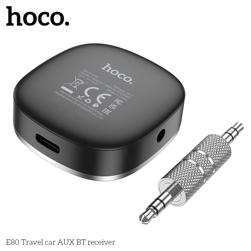 Thiết bị thu Bluetooth cho Loa trên ô tô/ tai nghe/ amply Hoco E80 bluetooth V5.3 pin 12h cổng sạc type C _ Hàng chính hãng