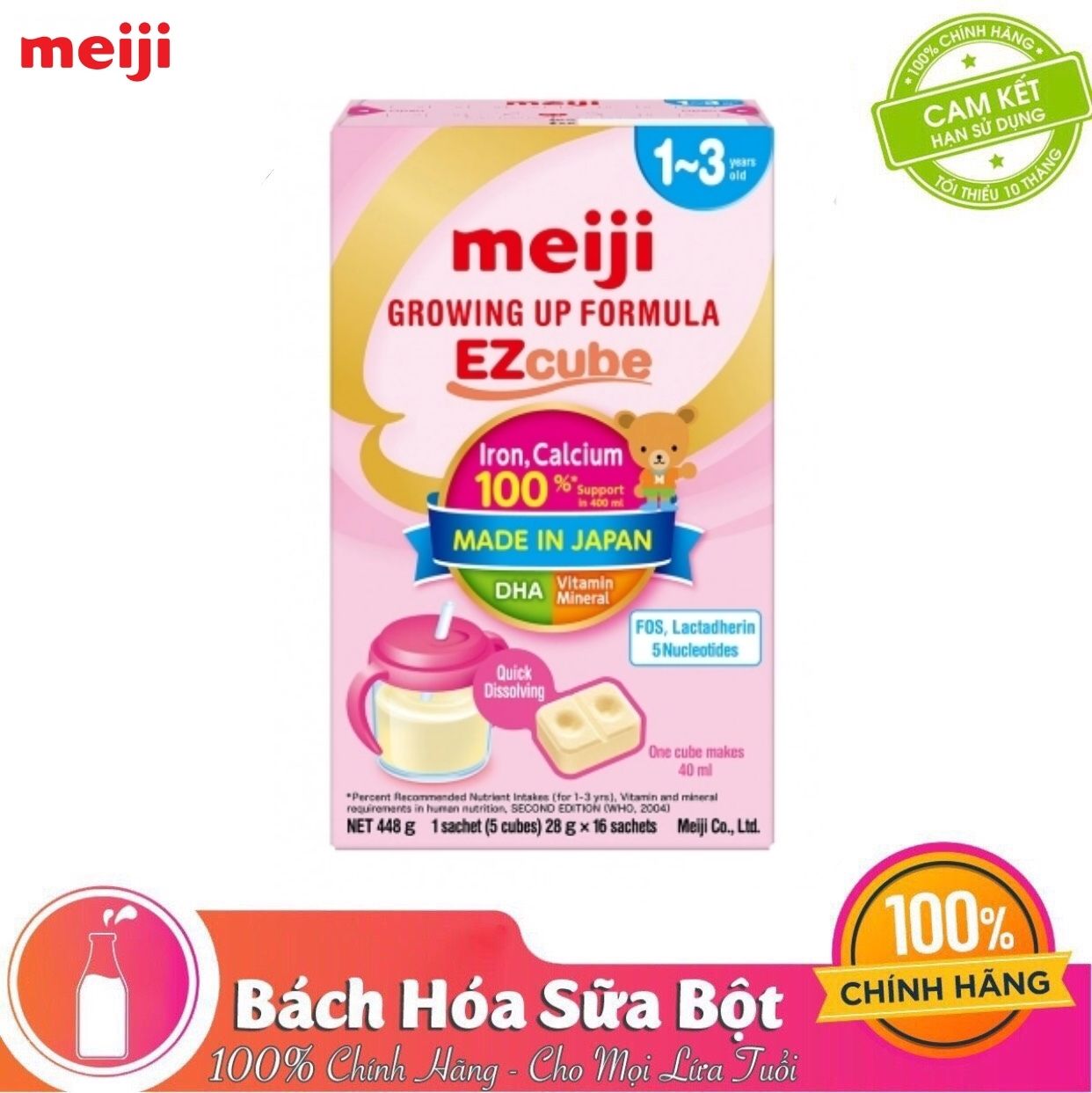 Sữa Thanh Meiji 0-1 Infant Formula và 1-3 Growing Up (1 Thanh/5 Viên)