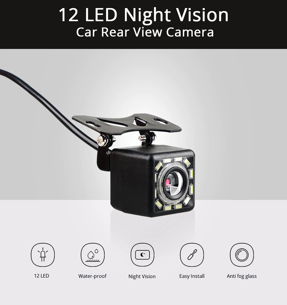 ROGTZ Camera Lùi Dành Cho Ô Tô Chống Nước 12 LED - Hàng Nhập Khẩu
