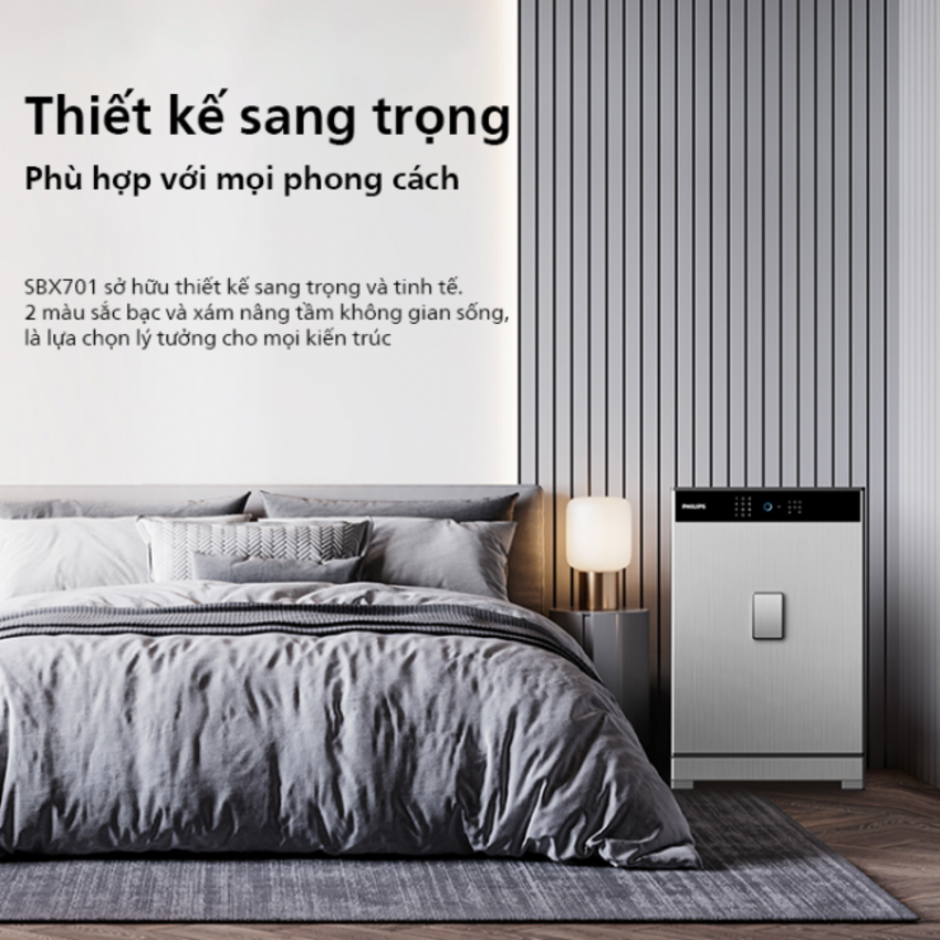Két sắt điện tử thông minh vân tay, mã số ảo. Thương hiệu Hà Lan cao cấp Philips SBX701-6B0. Hàng nhập khẩu