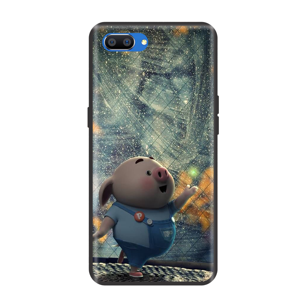 Ốp lưng TPU viền dẻo cho điện thoại REALME C1 Hình Heo Con Chạy Bộ