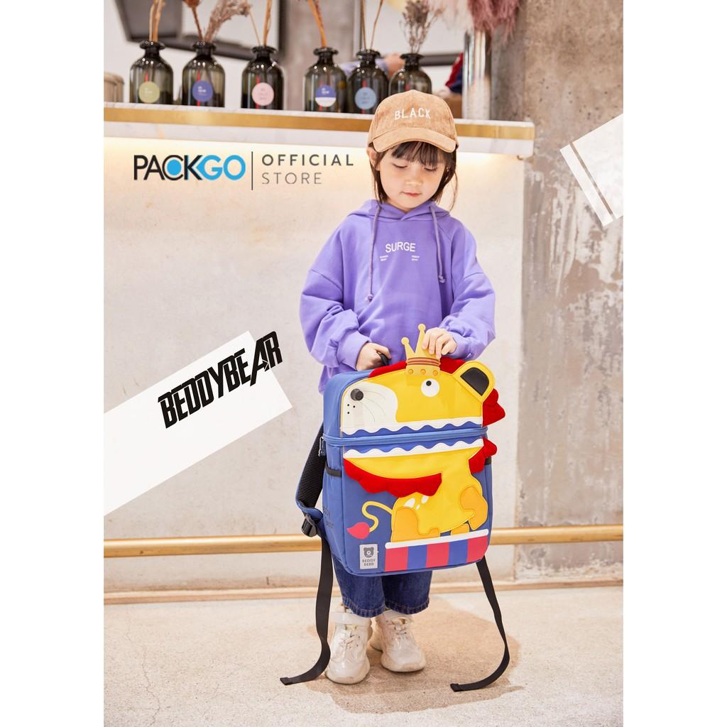 Balo cho Bé trai học Mầm non từ 04 tuổi BeddyBear - Dòng Cute Bag họa tiết Sư tử - Thiết kế chống gù lưng cho trẻ - Bảo hành chính hãng Beddy Bear 2 năm