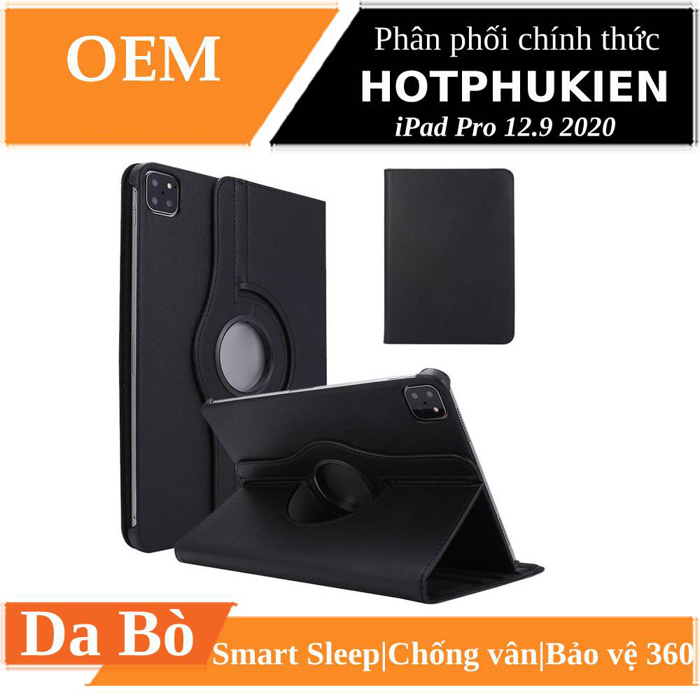 Bao da dành cho iPad Pro 12.9 2020 / iPad Pro 12.9 2021 chip M1 xoay 360 độ chống bụi chấm thấm tiện lợi