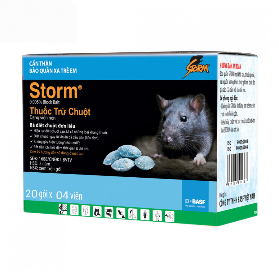 Thuốc diệt chuột Storm 0.005% (20 gói x 4 viên)