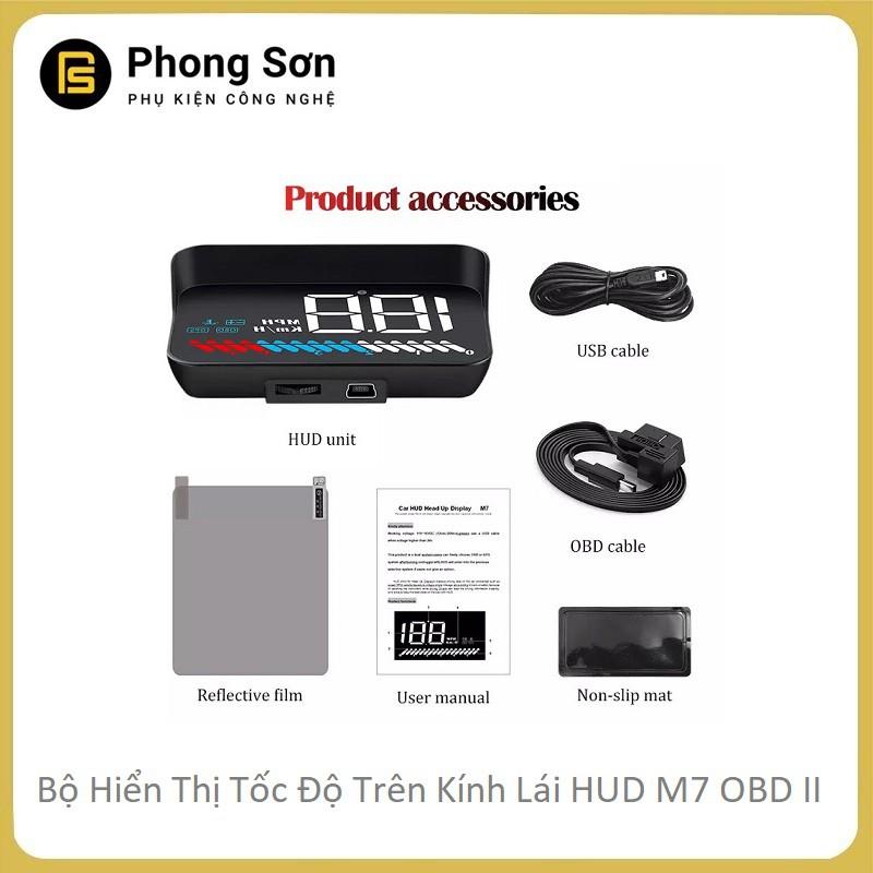 Bộ hiển thị tốc độ trên kính lái HUD M7 - OBD2 dành cho Xe hơi