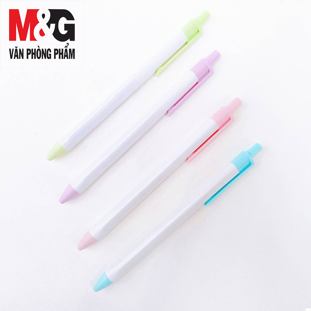 Bút Bi M&amp;G Mực Xanh ABPW30R3 ( Ngòi 0.5mm ) Đầu Bấm Thân Tam Giác