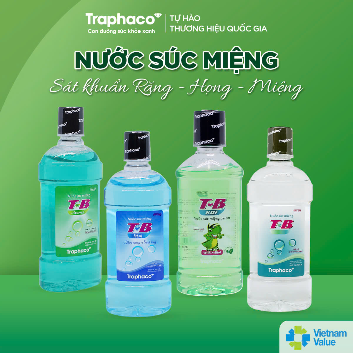 NƯỚC SÚC MIỆNG T-B - Aroma- SÁT KHUẨN RĂNG - MIỆNG - HỌNG- 500ml/ chai