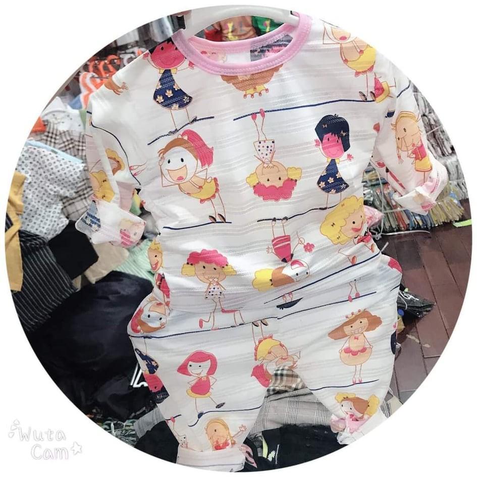 Bộ cotton tre thái dài tay cho bé trai bé gái từ 3 đến 15kg