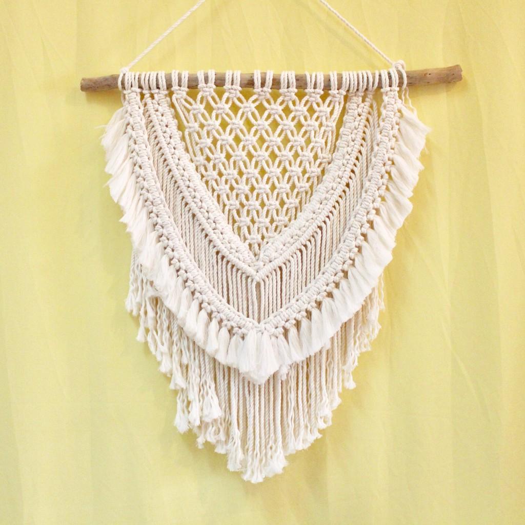 Phụ kiện trang trí treo tường macrame Boho - Ảnh thật- có làm kích thước và màu sắc theo yêu cầu 