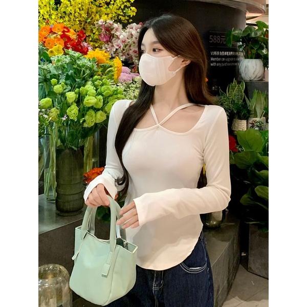 ÁO KIỂU TAY DÀI ÔM BODY TRẮNG ĐEN