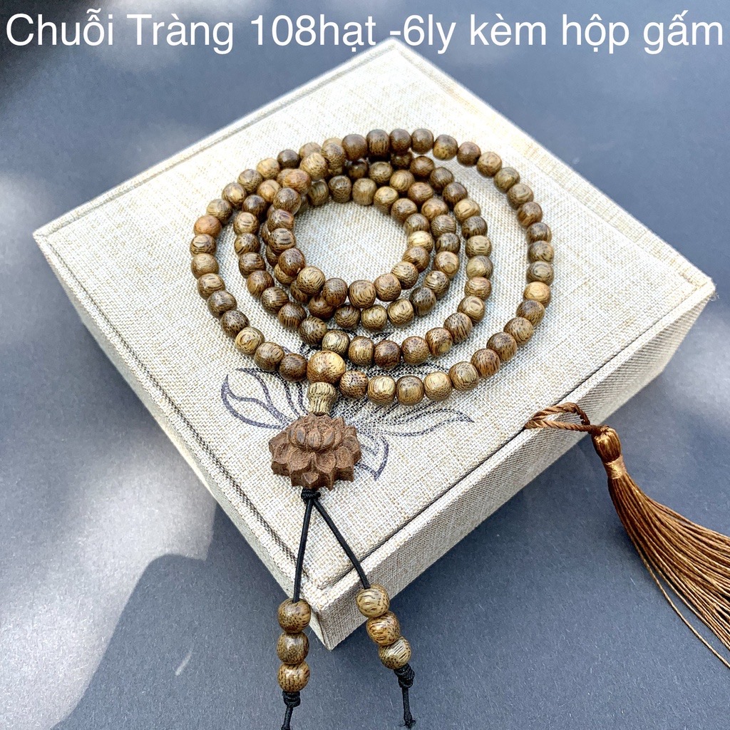 Chuỗi tràng trầm Hương 108 hạt/6ly hoa sen lục hạt (BH695-6) Vòng tay/cổ cho nữ - Tĩnh Tâm, An Yên - Bracelet of HAHANCO