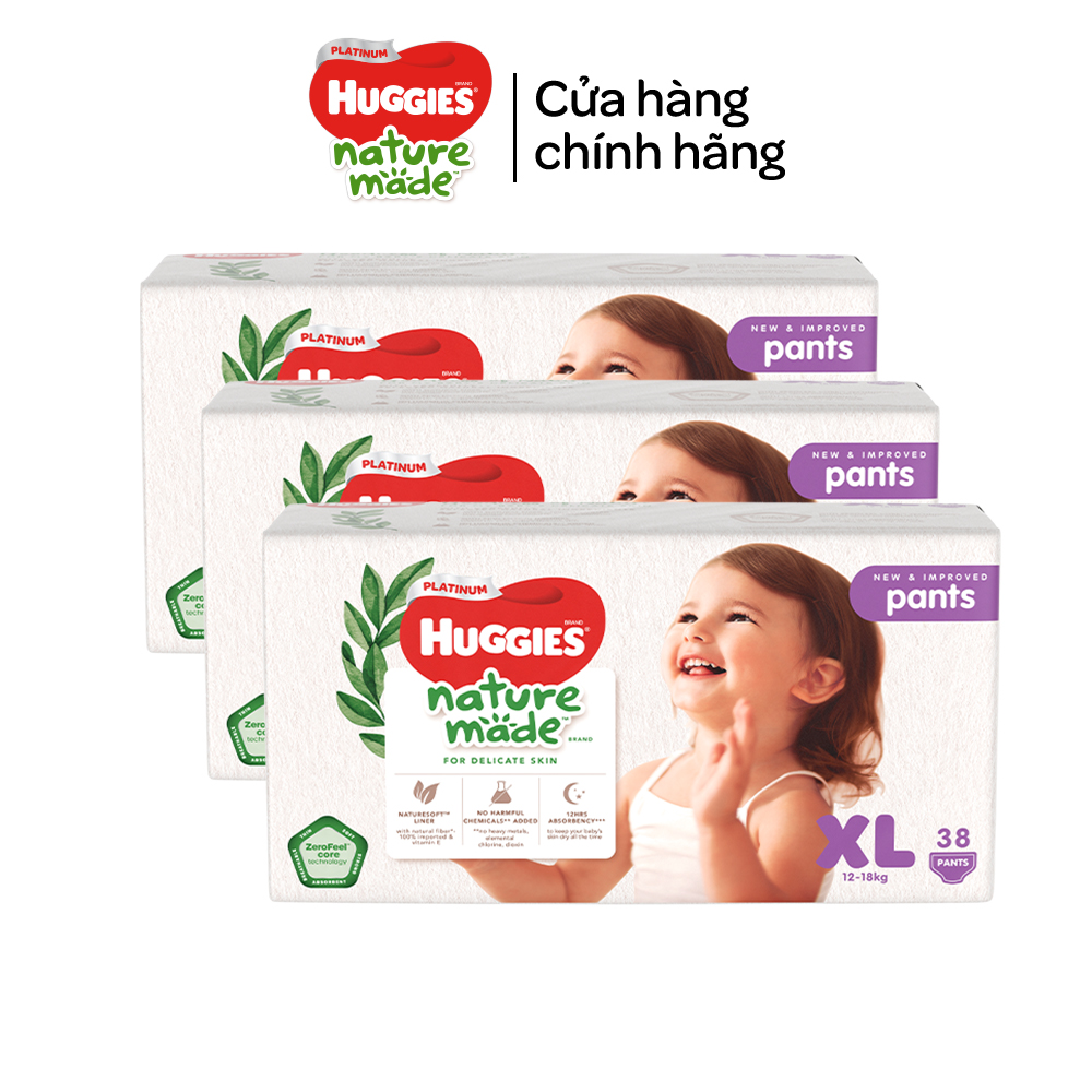 Combo 3 Tã/Bỉm quần Huggies Platinum NatureMade M58/L44/XL38/XXL26