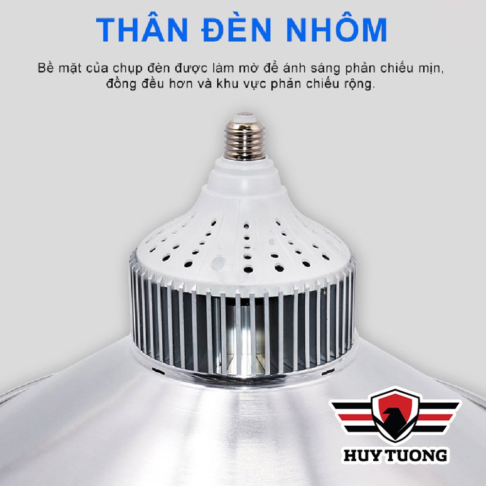 Đèn Led pha xưởng đui xoáy ánh sáng trắng chụp đèn tròn ( 30W - 50W - 100W ) cao cấp - Huy Tưởng