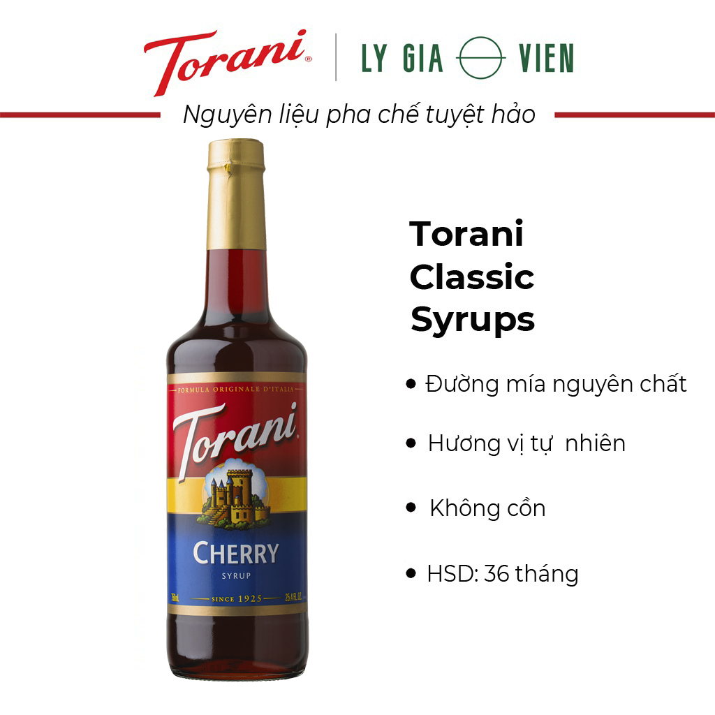 Siro Pha Chế Vị Anh Đào Torani Classic Cherry Syrup 750ml Mỹ - Phù Hợp Cho Trà Trái Cây Hoặc Soda
