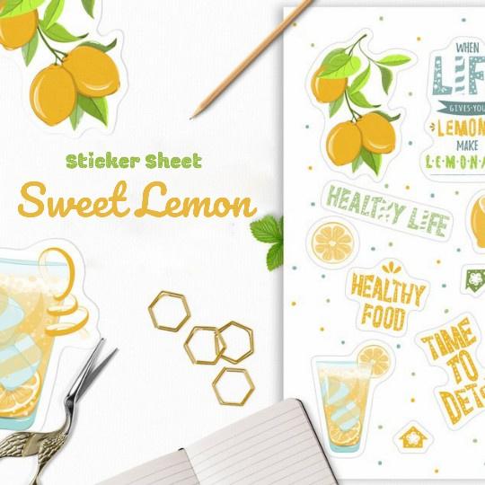 sticker sheet sweet lemon - sticker trang trí nhật kí , sổ tay | Bullet journal sticker