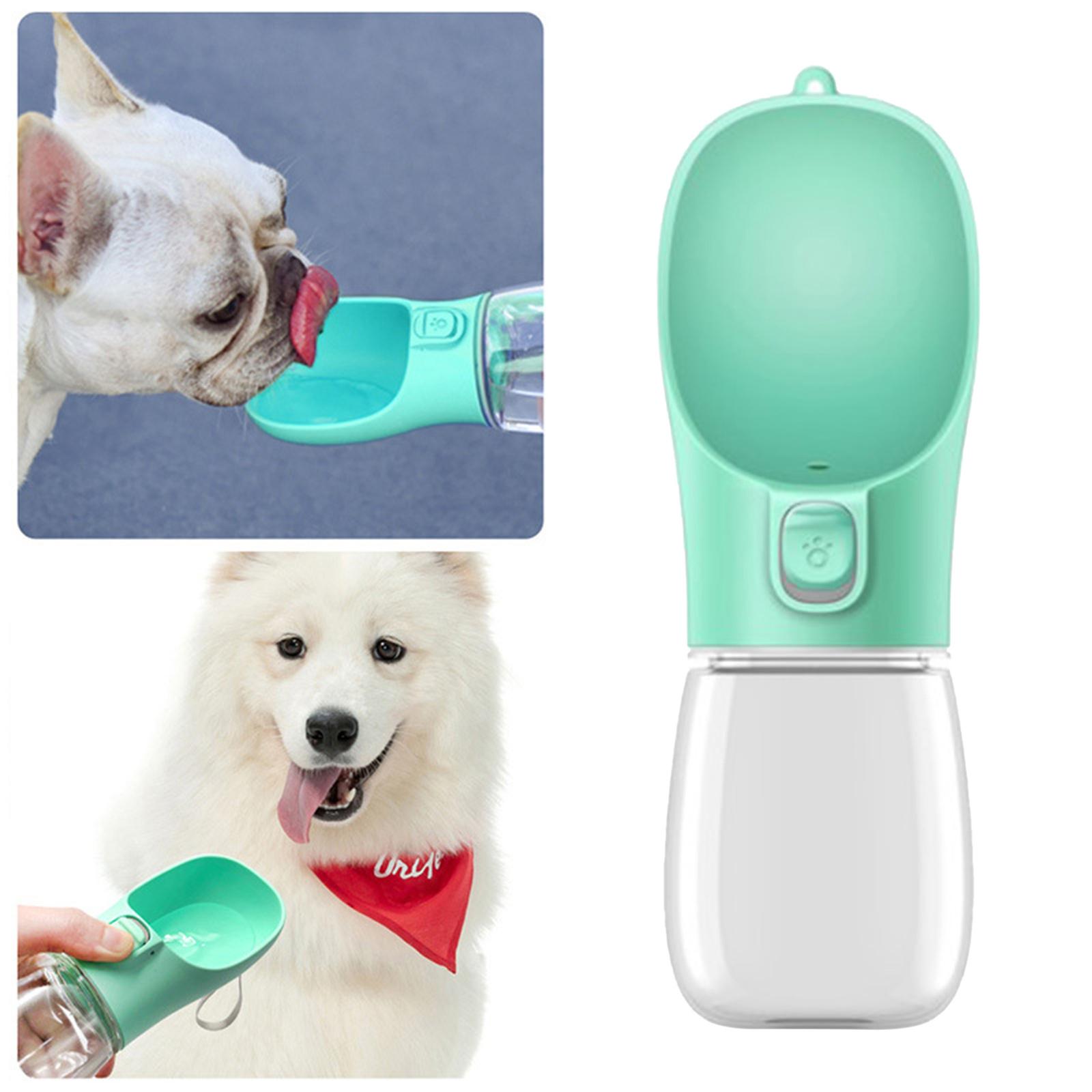 2 in 1 Dog Water Bottle Cat Water Dispenser Food Bowl Feeder Pink 350ml