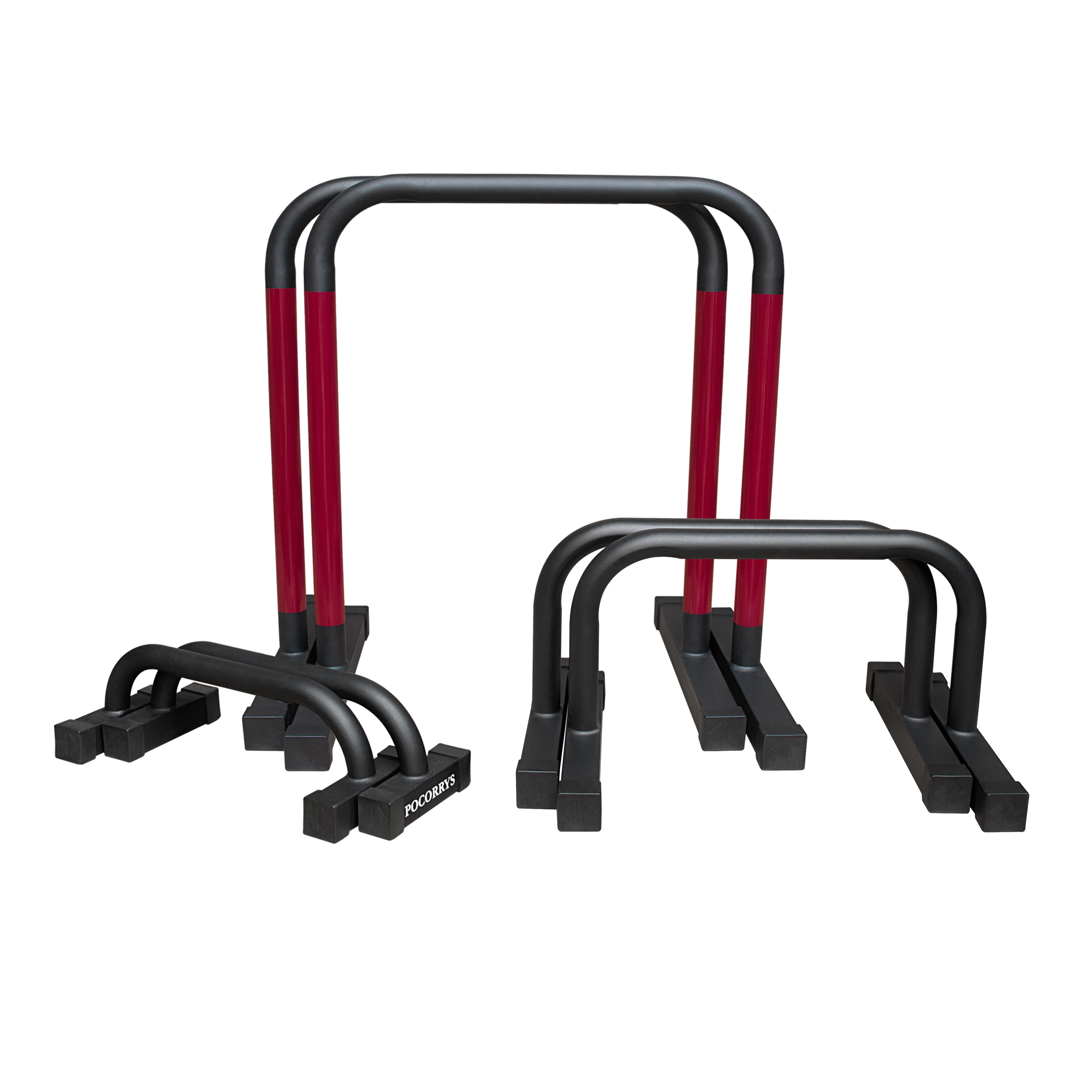 Combo 3 bộ Xà kép Parallettes cao 83 - 35 - 18cm - Màu đen - đỏ