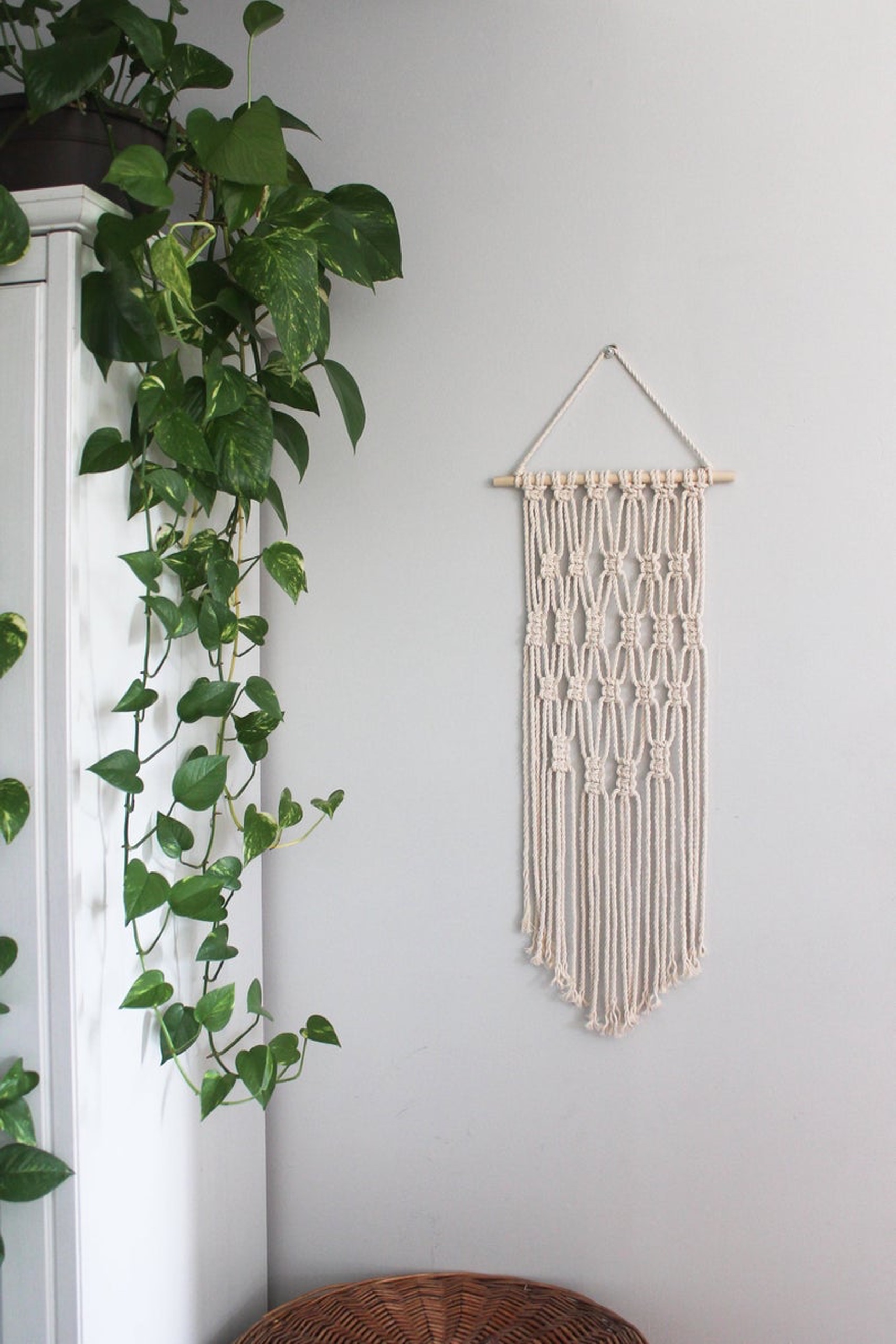 Mành tết dây Macrame trang trí treo tường siêu xinh. M17321