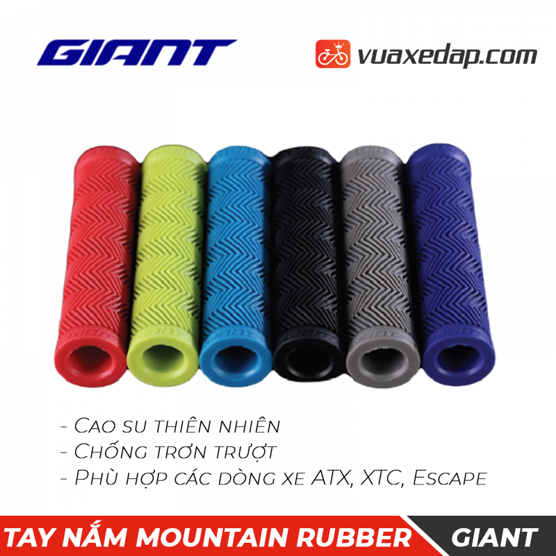 Tay nắm xe đạp GIANT MOUNTAIN RUBBER chất liệu cao su thiên nhiên, không mùi độc hại, chống trơn trượt, phù hợp dòng xe ATX, XTC, Escape