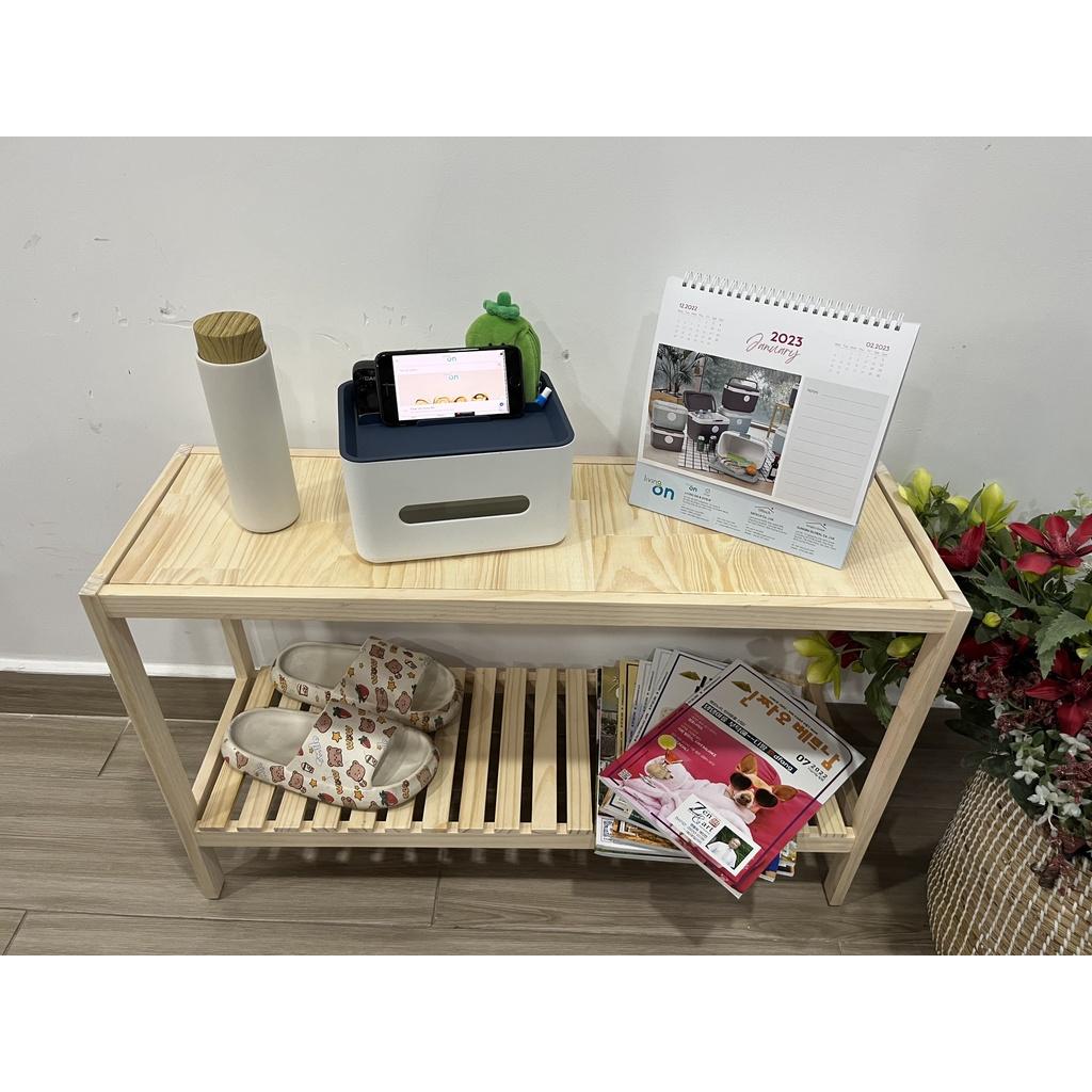 Kệ Giày Gỗ 2 Tầng - Chất Liệu Gỗ Thông - Size 50cm-80cm Mặt phẳng có thể dùng làm bàn làm việc - Trang trí hoa cảnh