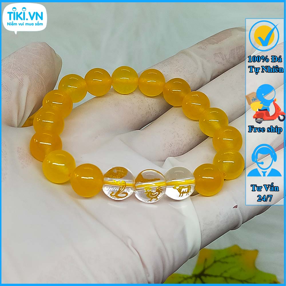 Vòng Phong Thủy Mệnh Kim Tỵ Dậu Sửu - Vòng Tay Tam Hợp Quý Nhân Đá Mã Não Vàng - May Mắn Tài Lộc