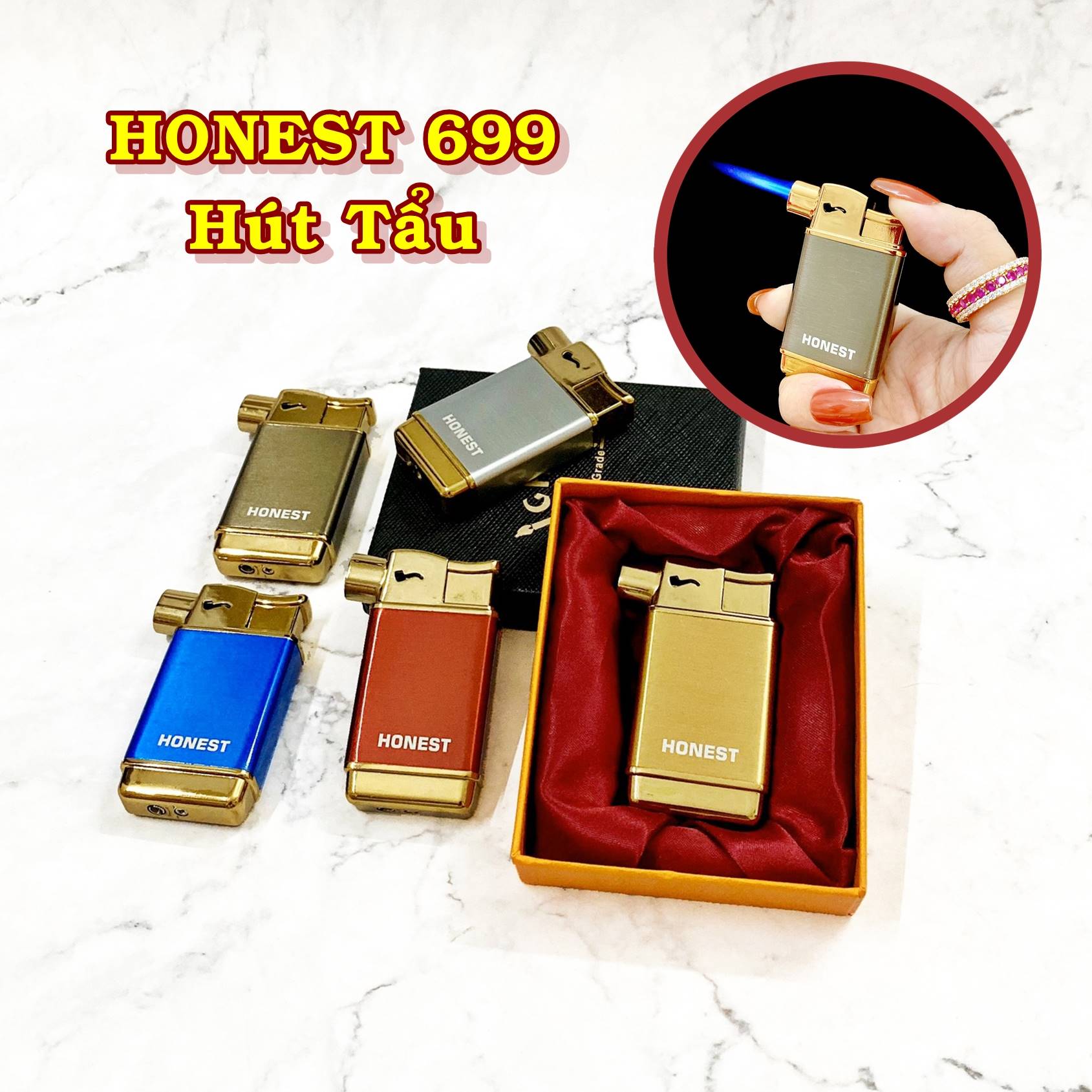Hột quẹt bật lửa khè HONEST 699 hút tẩu - xài gas