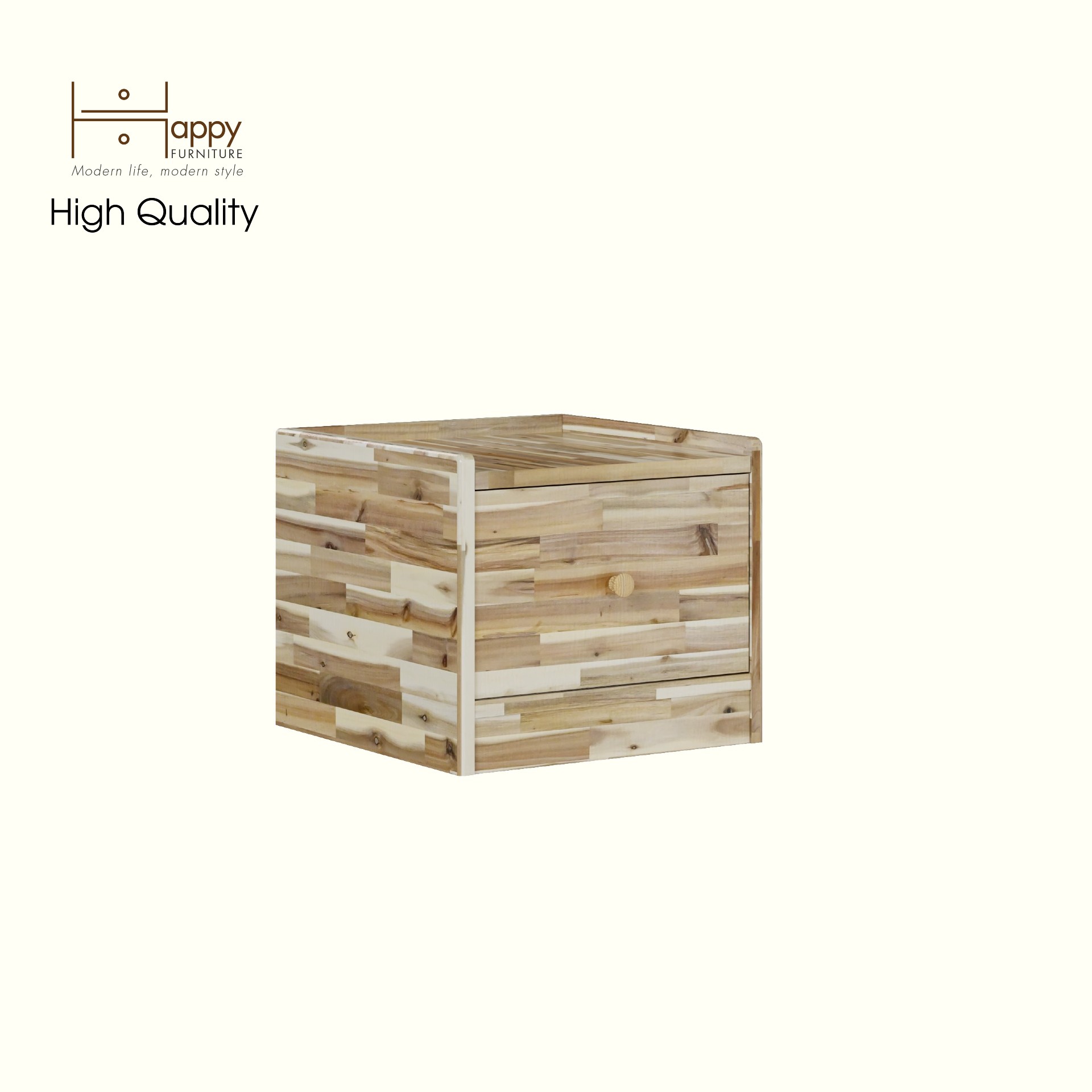 HAPPY FURNITURE , Gỗ tự nhiên , Táp đầu giường 1 ngăn kéo - GAMZE , THK_188 , 40cm x 40cm x 34cm