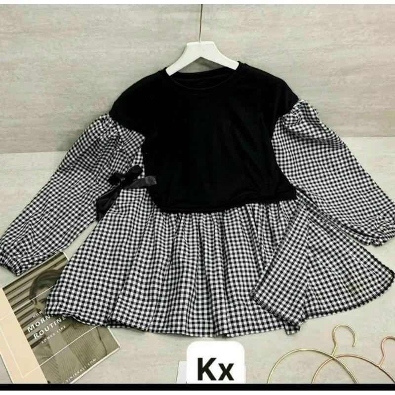 Áo babydoll phối caro chất vải dày dặn, mềm mịn, bao đẹp