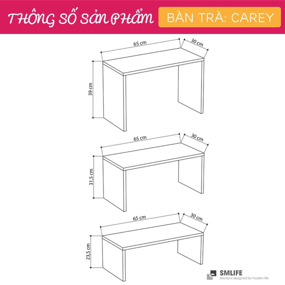 Bàn trà gỗ hiện đại SMLIFE Carey  | Gỗ MDF dày 17mm chống ẩm | D65xR30xC25-40cm - Màu