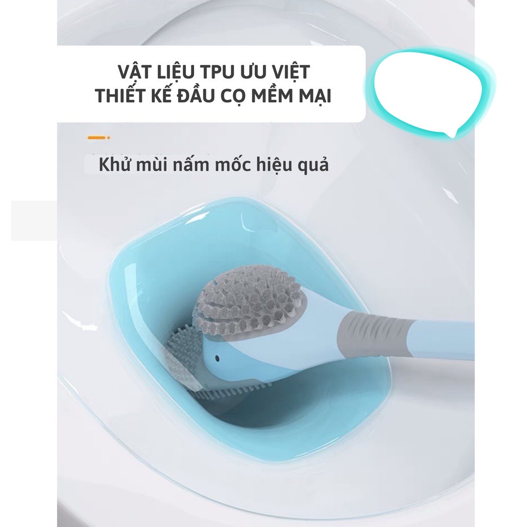 Bộ Bàn Chải Vệ Sinh Toilet Hình Vịt Bằng Silicone Tiện Dụng - Cọ Chà Toilet Silicol Có Hộp Đựng