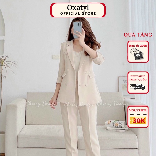 Áo Vest Blazer dáng dài 2 lớp oxatyl M453 phong cách thời trang công sở 2023