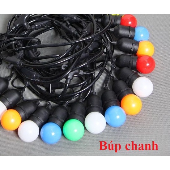 Dây Đui Đèn Kín Nước Trang Trí 6 Mét 12 Đui E27, Bộ Đèn Dây Trang Trí Ngoài Trời Hàng Chính Hãng