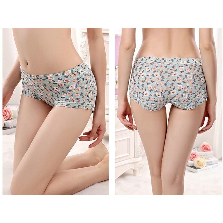 Quần lót nữ cao cấp điều hoà thông hơi thun lạnh cạp cao chất đẹp,co giãn 4 chiều,với họa tiết in hoa sinh động Freesize 45-60kg 5084