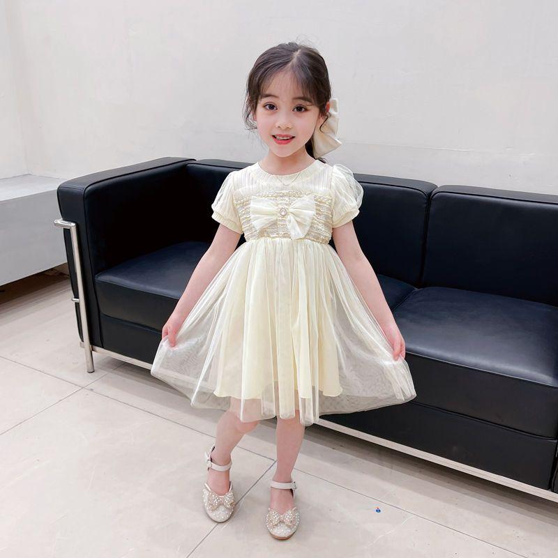 DONGSHOP Váy mùa hè cho bé gái 2023 Váy công chúa siêu xinh xắn Váy lụa phương Tây Váy trẻ em