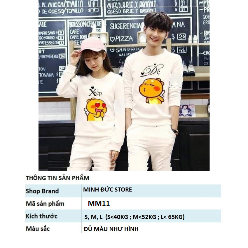 Áo Đôi Sweater MM11, Áo sweater Nam Nữ In Đệ Xếp ý Nghĩa, Vải Nỉ Bông In Hình Dễ Thương