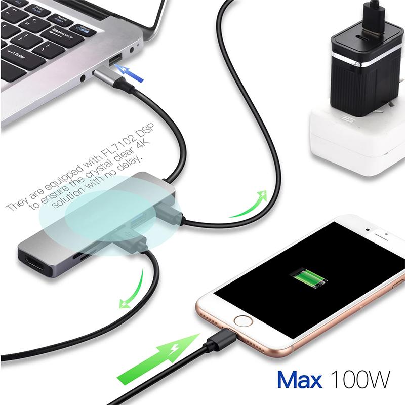 (8 in 1) HUB Type C, USB 3.0 PD100W HDMI Tốc Độ Cao Cổng Chia USB Mở Rộng Kết Nối Chuyển Đổi Cho Laptop Táo Laptop PC