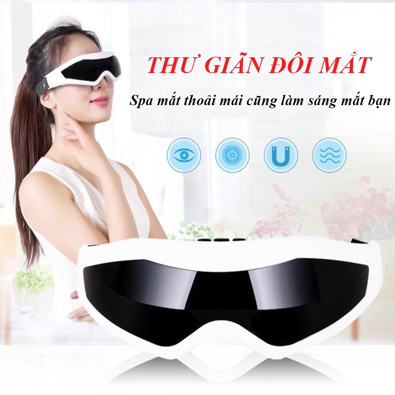 Kính mắt massage thư giãn 9 chế độ rung giảm căng thẳng cải thiện giấc ngủ chống khô, mỏi, quầng thâm và bọng mắt mẫu mới loại tốt