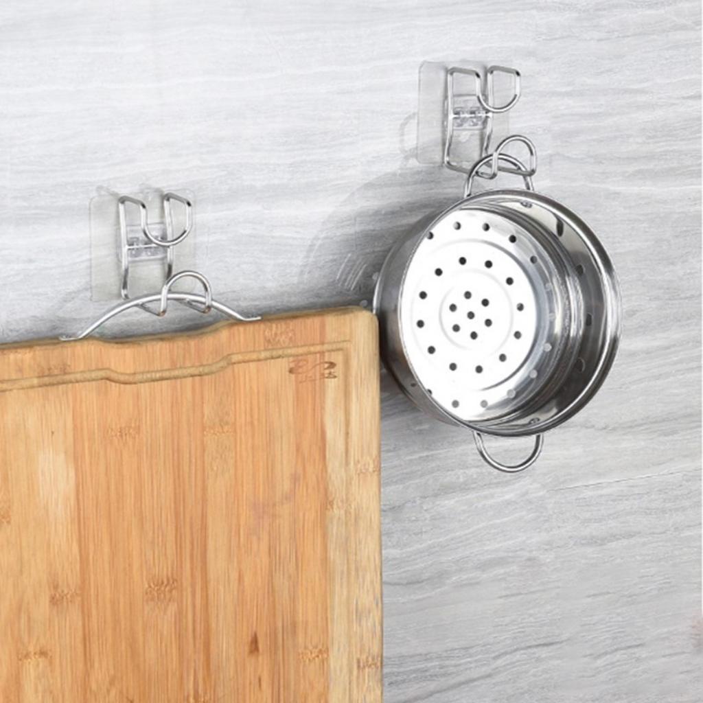 Móc Inox Dán Tường Treo Thau, Chậu, Khăn Tắm - Miếng Dán Gắn Tường Treo Đồ Nhà Bếp Phòng Tắm