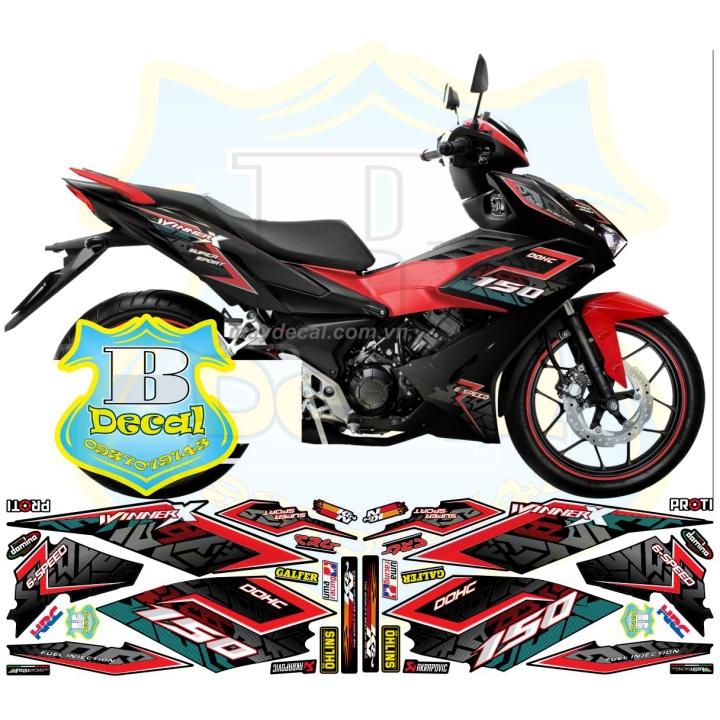 Tem rời xe winner X đỏ đen nhám 30343