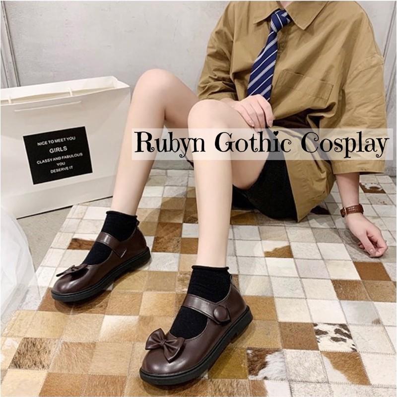 Giày Búp Bê Lolita Đính Nơ Xinh Xắn ( Size 35 - 40 ) Màu Nâu và Đen. A02