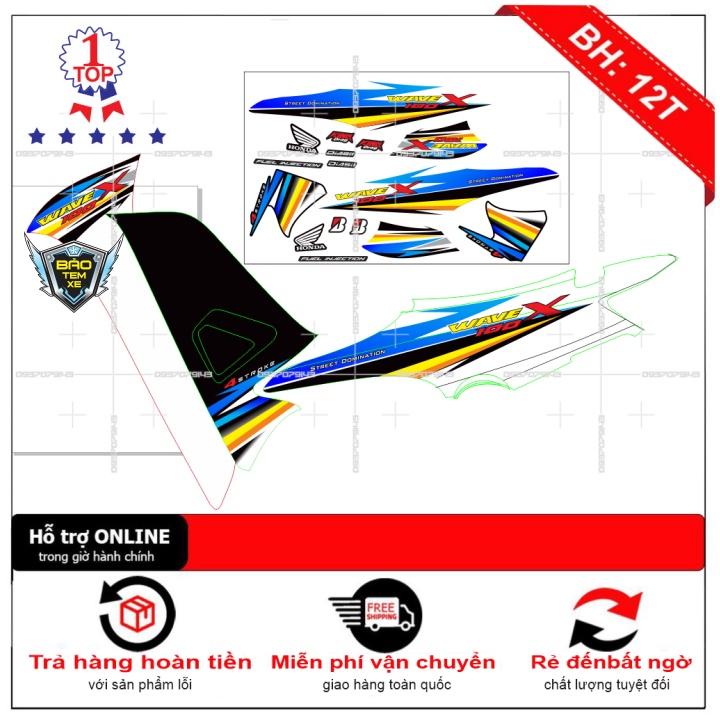 Tem rời dán xe wave X 2016 dán xe trắng - Bi Decal